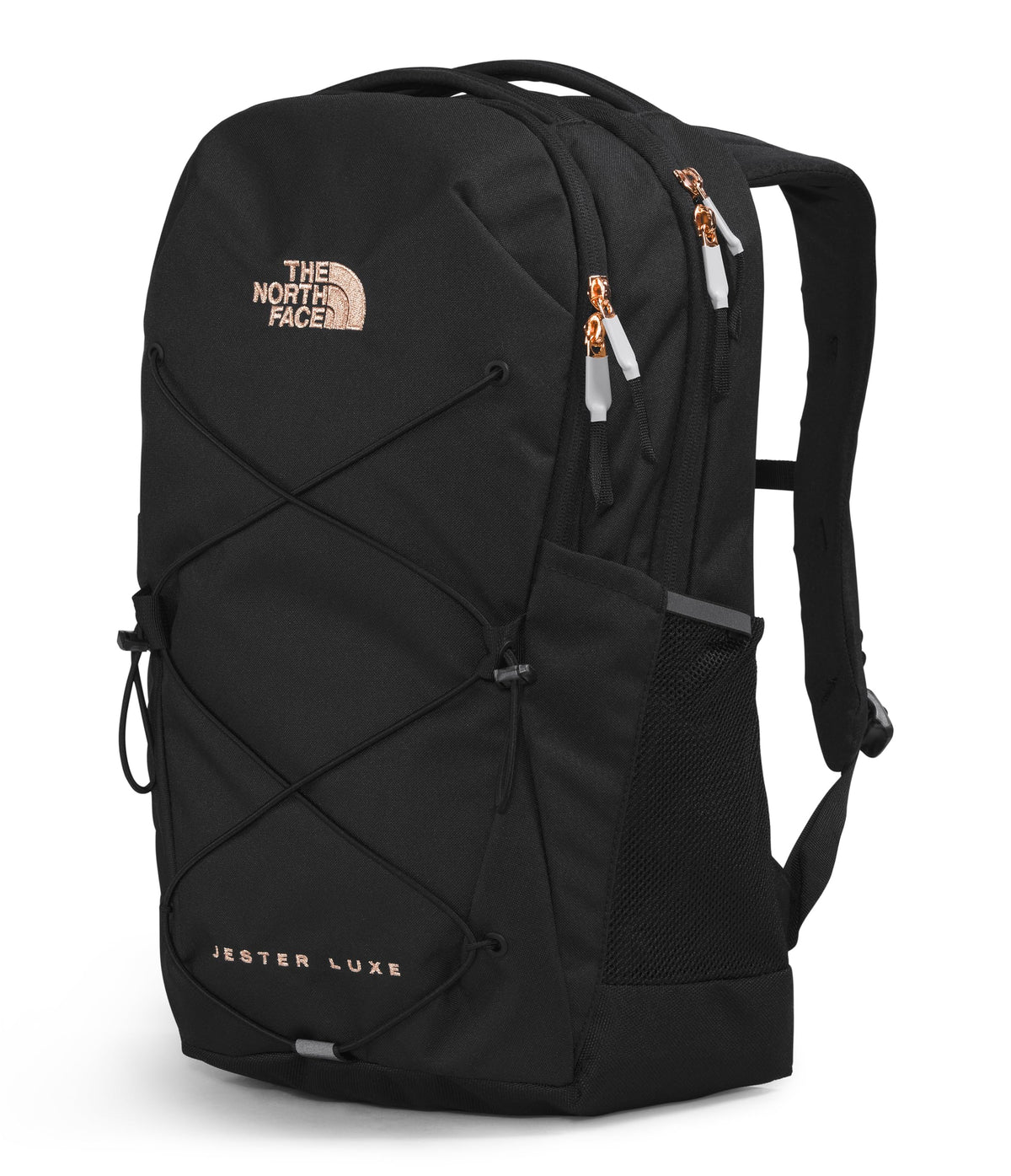 The North Face Women's Jester Luxe Everyday Laptop Backpack, TNF Black/Burnt Coral Metallic, One Size