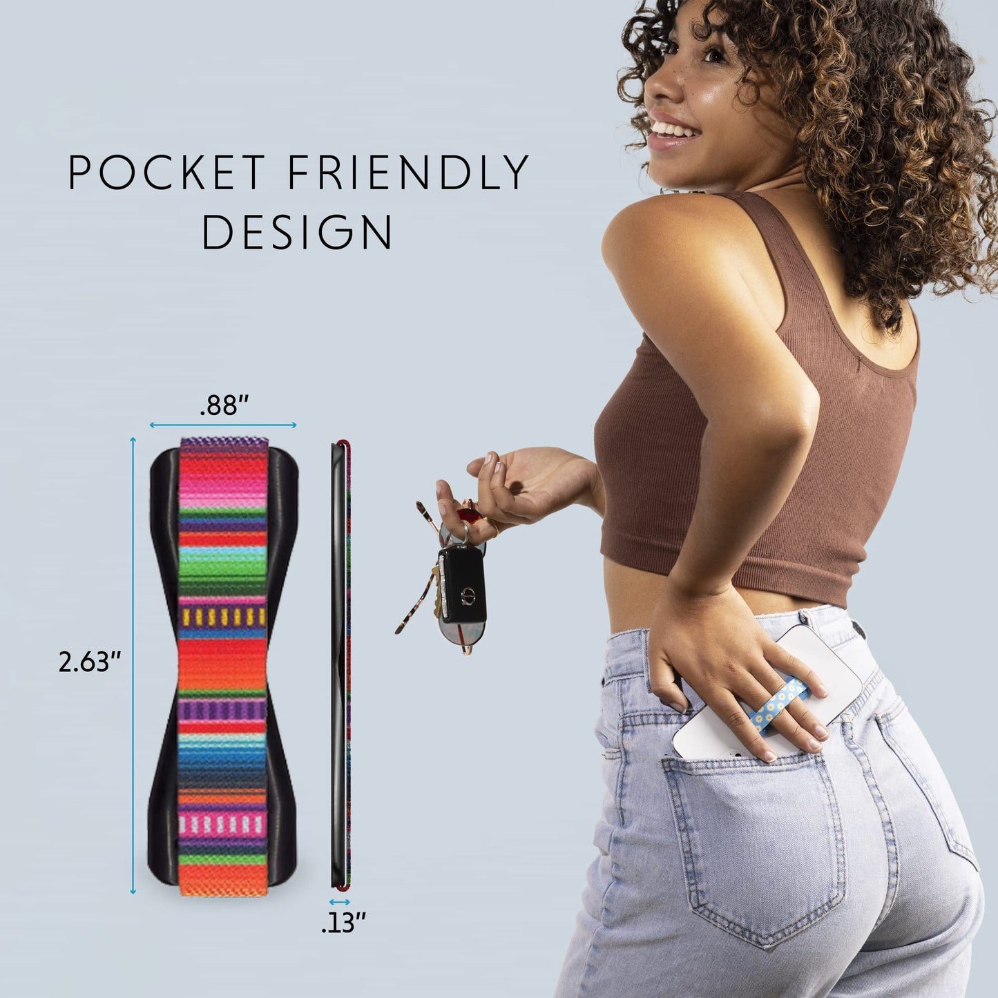 LOVEHANDLE Universal Phone Grip for Smartphones & Mini Tablets - Phone Holder for Hand - Wireless Charging Compatible - Made in The USA - Serape
