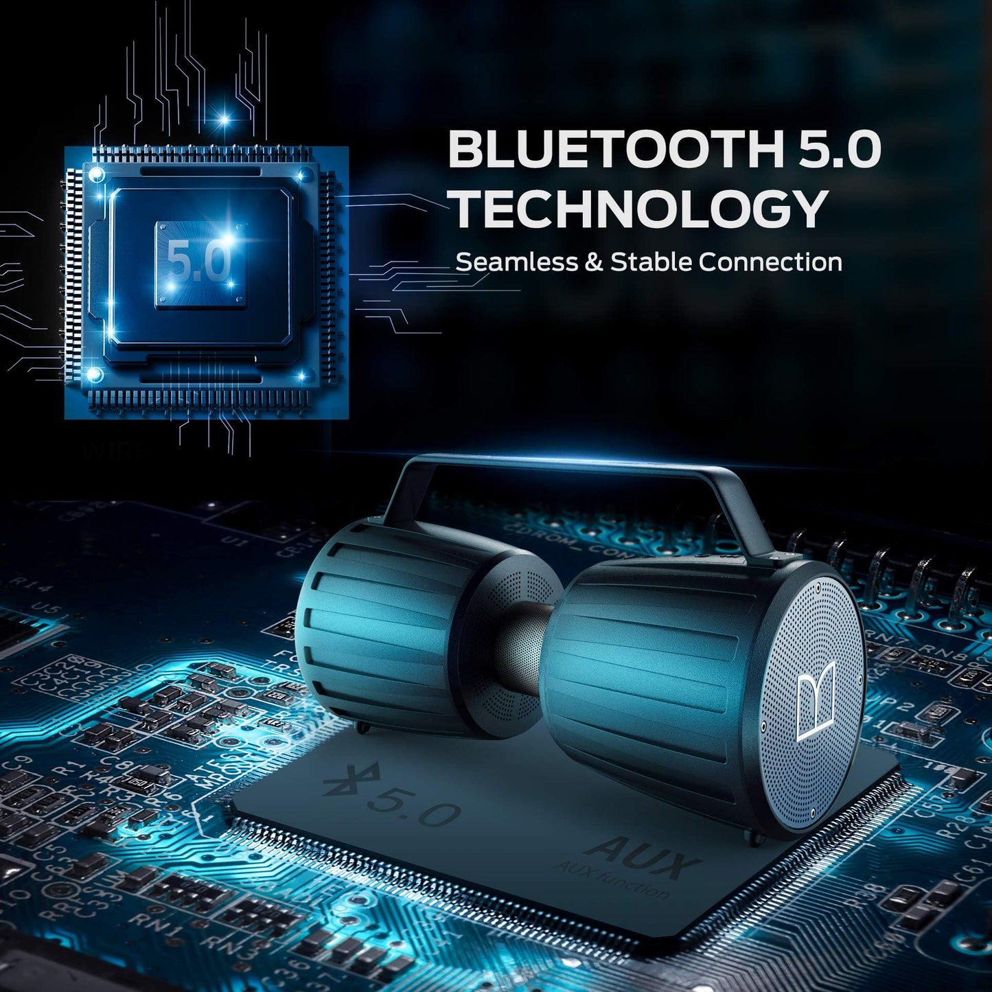 Monster Adventurer Force Bluetooth Speaker IPX7 Waterproof Speaker 5.0 with Microphone Input, 80W Portable Bluetooth Speakers with 40H Playtime