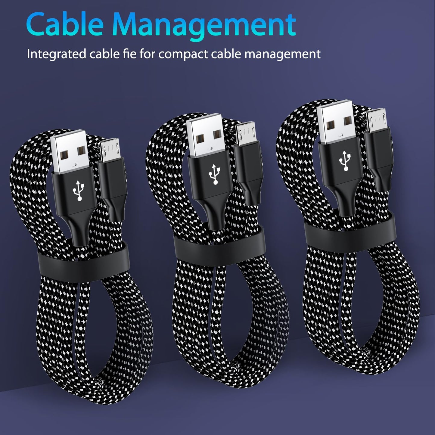 SCOVEE PS4 Controller Charger Cable 3-Pack 6FT for Xbox One Controller Dualshock 4,PS4 Charging Cord,Nylon Braided Micro USB Data Sync Cable