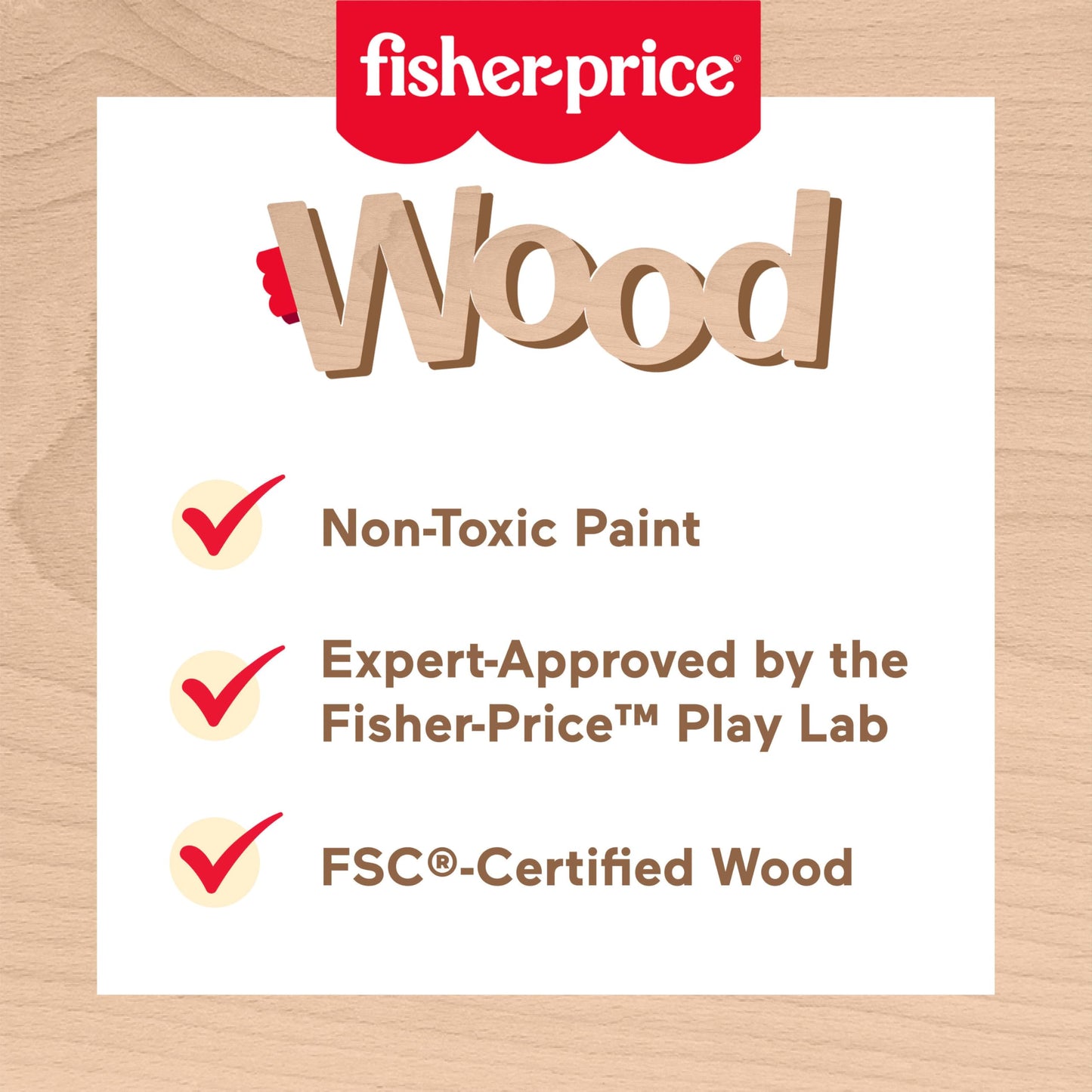 Fisher-Price Wood Toddler Toy Interlocking Blocks Stacking Jigsaw Puzzle with 20 Wooden Pieces for Kids Ages 18+ Months