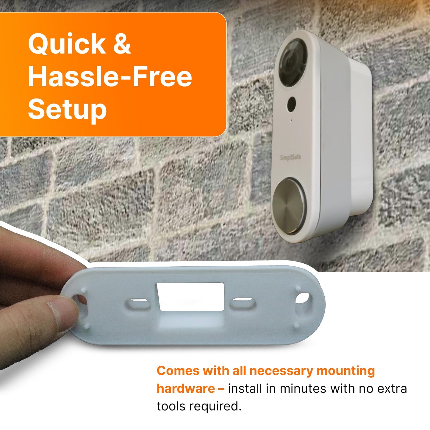 SplashNColor Video Doorbell Wedge Angle Mount Bracket Compatible with SimpliSafe - Durable Simplisafe Doorbell Mount for 30 Degree Adjustable Viewing