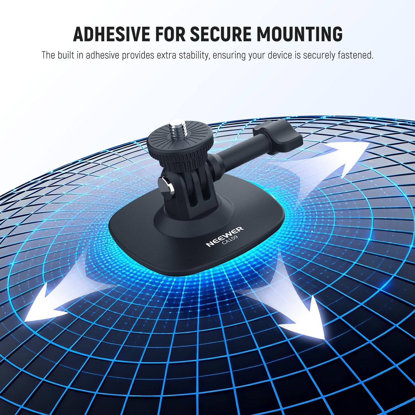 NEEWER Adhesive Mount Compatible with Insta 360 GoPro DJI AKASO Action Camera, 180° Tilt Flexible Car Helmet Holder Base Adapter for POV Video