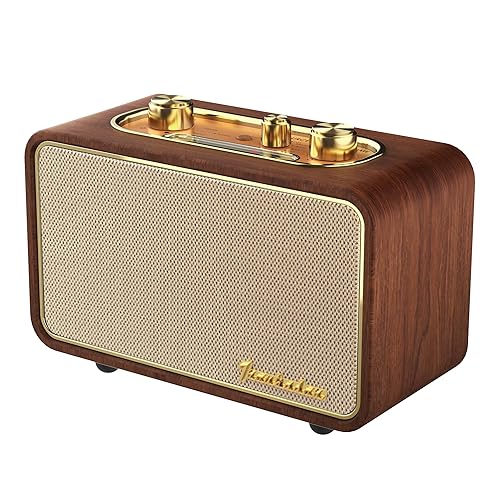 TRENBADER Retro Bluetooth Speaker-Wireless Portable Speakers with Subwoofer-Elegant & Vintage Design, Vintage Radio Rotary Am/Fm Tuning Dial, Wireless