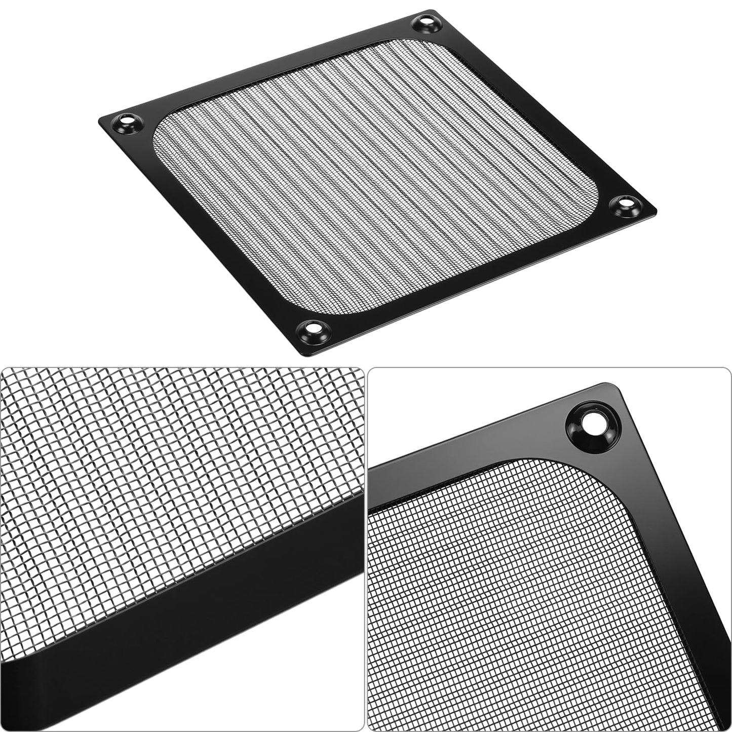 QWORK 120mm Computer Fan Filter Grills with Screws, 4 Pack, for 120mm Fans, Ultra Fine Aluminum Mesh