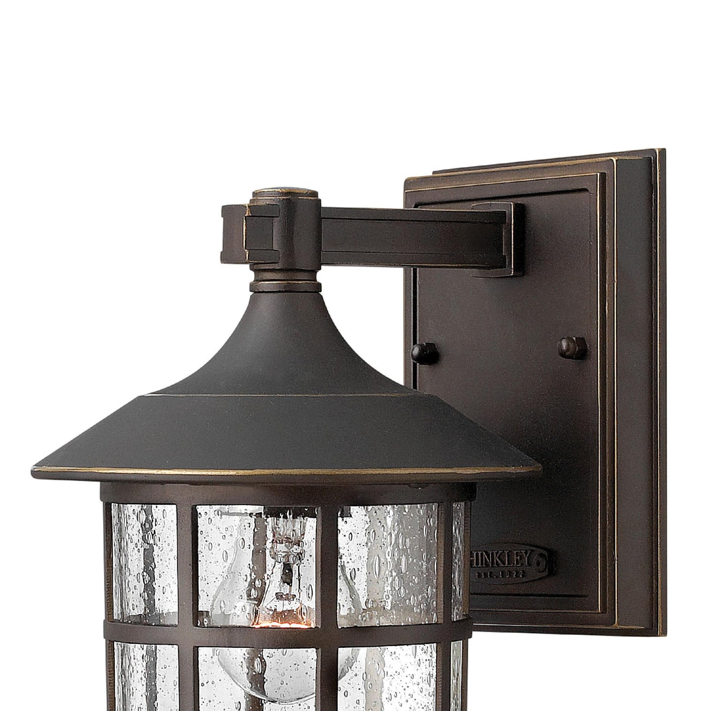 Hinkley Freeport 1800OZ Small Outdoor Wall Mount Lantern, New England Design, Cast Aluminum, Clear Seedy Glass, Oil Rubbed Bronze
