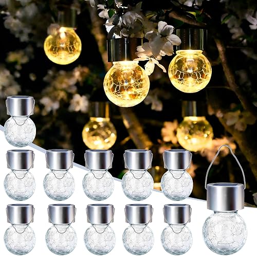 SOLPEX 12 Pack Hanging Solar Lights Outdoor,Solar Outdoor Lights Decorative, Solar Powered Waterproof Light, Hanging Globe Light for Garden, Yard