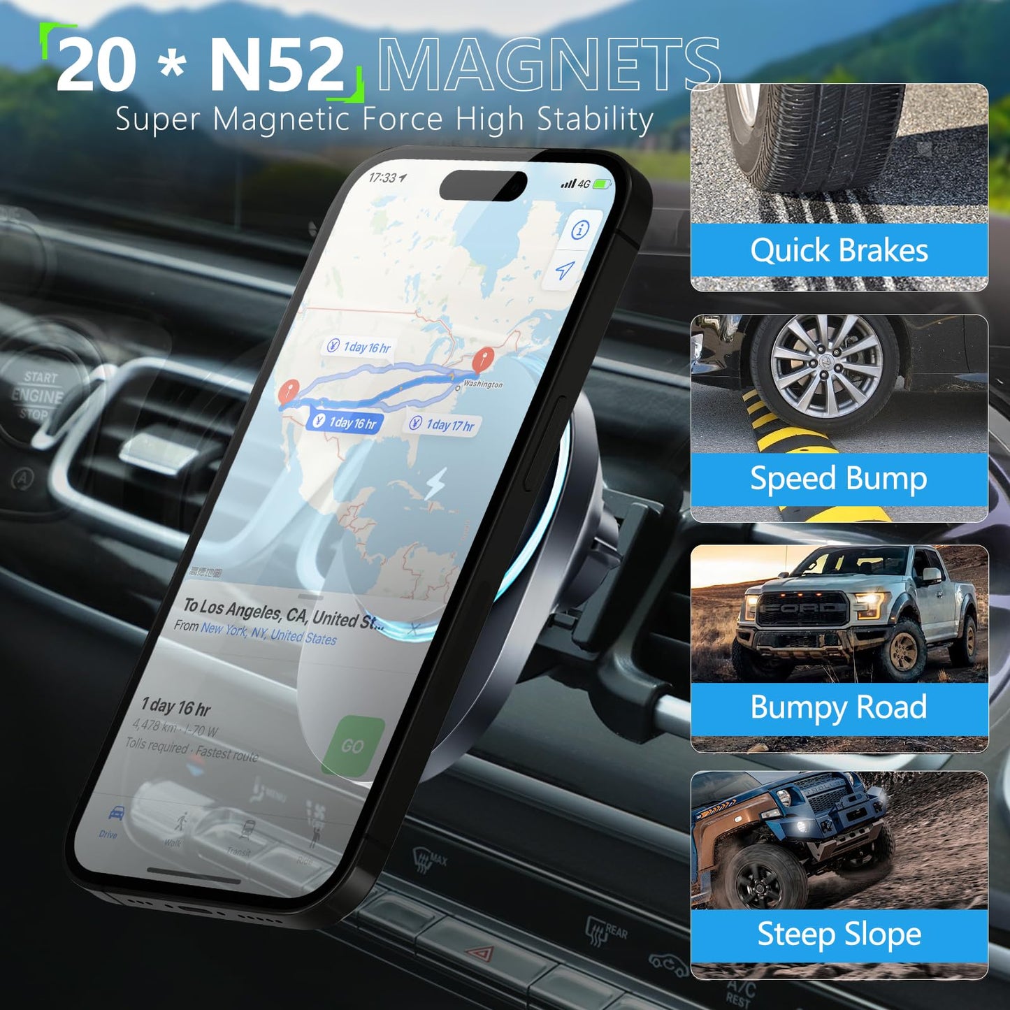 CLEC for Mercedes-Benz GLE-Class 2020-2026 GLS-Class 2020-2026 Magnetic Wireless Charger Car Phone Holder Mount for Mercedes-Benz Car Phone Holder 15W