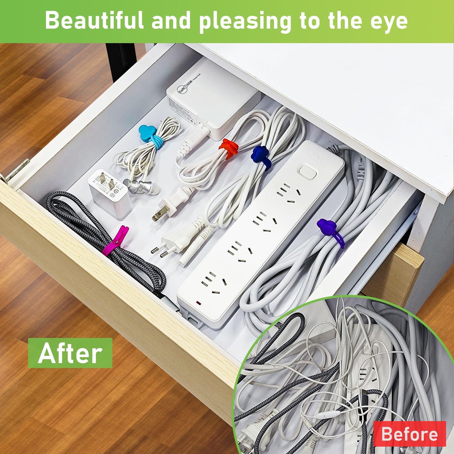 Reusable Magnetic Cable Organizer Twist Ties,24Pcs Cord Management Organizer Travel For Bundling And Organizing Cables Bookmark Fridge Magnet Silicone