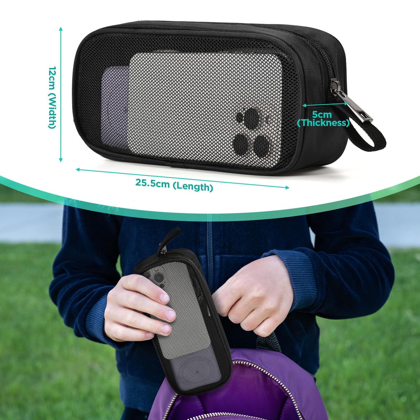 Lidwot Breathable Mesh Nylon Travel Organizer - Portable Cable pouch & Tool Case for Laptop Charger, Mouse, Power Bank, USB Cords, Adapters, Small
