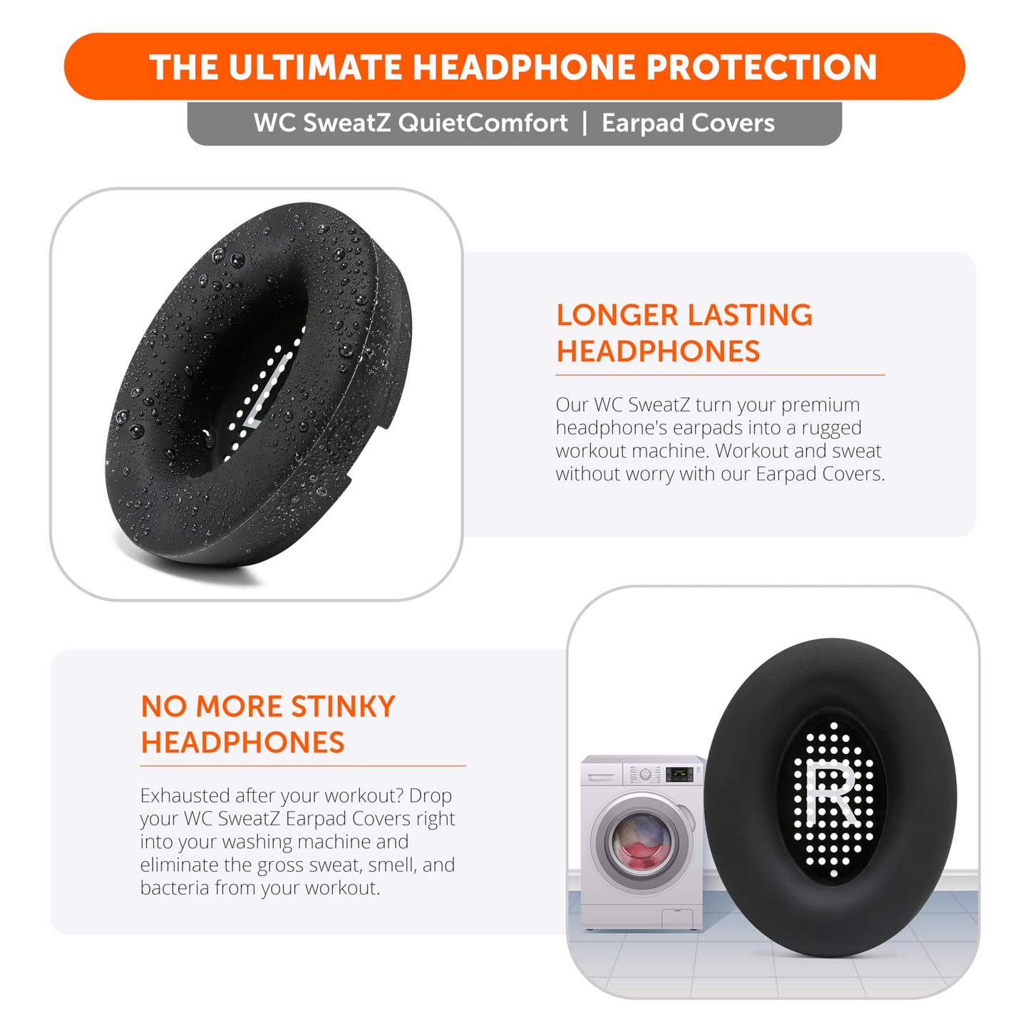WC SweatZ QuietComfort - Patented Earpad Covers for Bose QuietComfort 45, 35, 35ii, QC2, QC25, QC15, AE2, AE2i, SoundTrue, SoundLink by Wicked