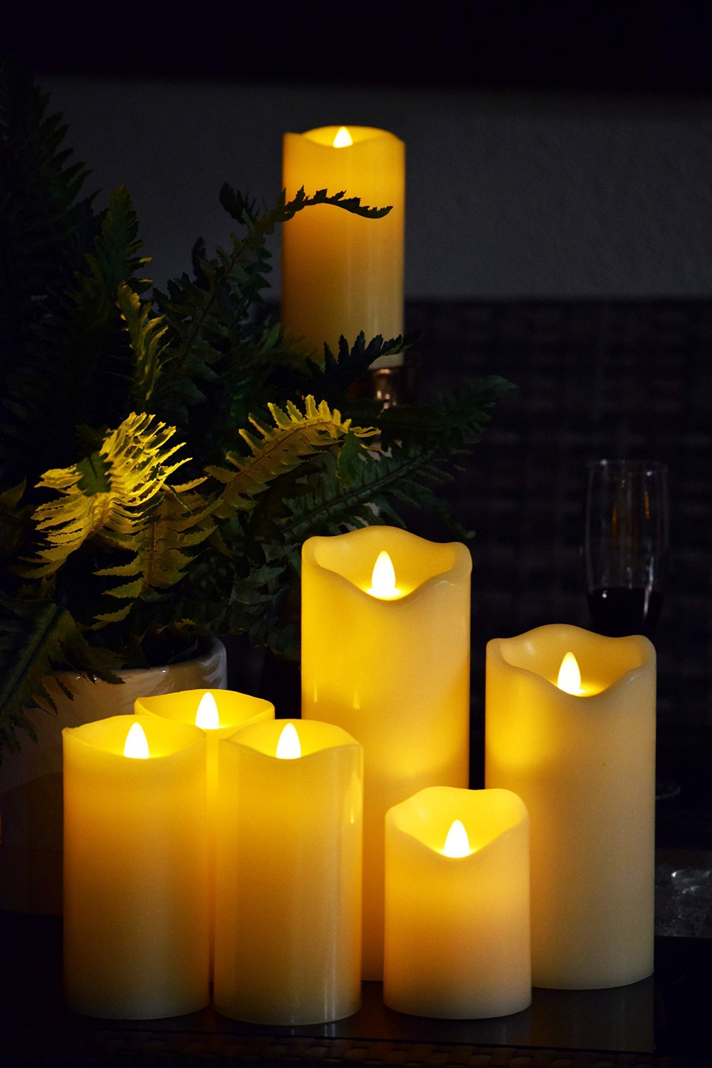 HoogaLife Flameless Candles Flickering Flame Effect (D 3.5" x H 4") Ivory Auto-Moving Wick, LED Pillar Candles Real Wax with Timer and Battery