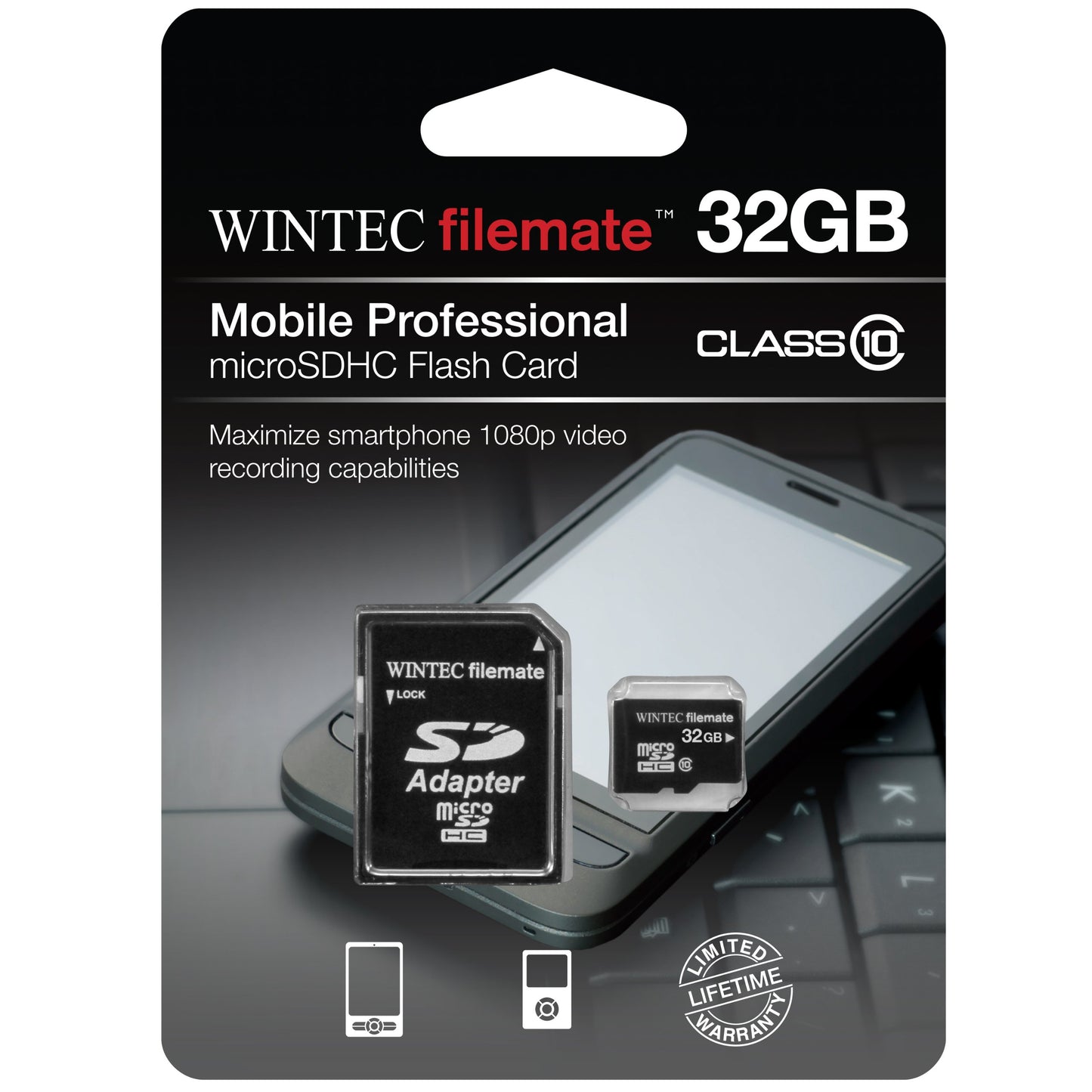Wintec 3FMUSD32GBC10-R Filemate 32 GB Mobile Professional Class 10 Micro SD HC Card