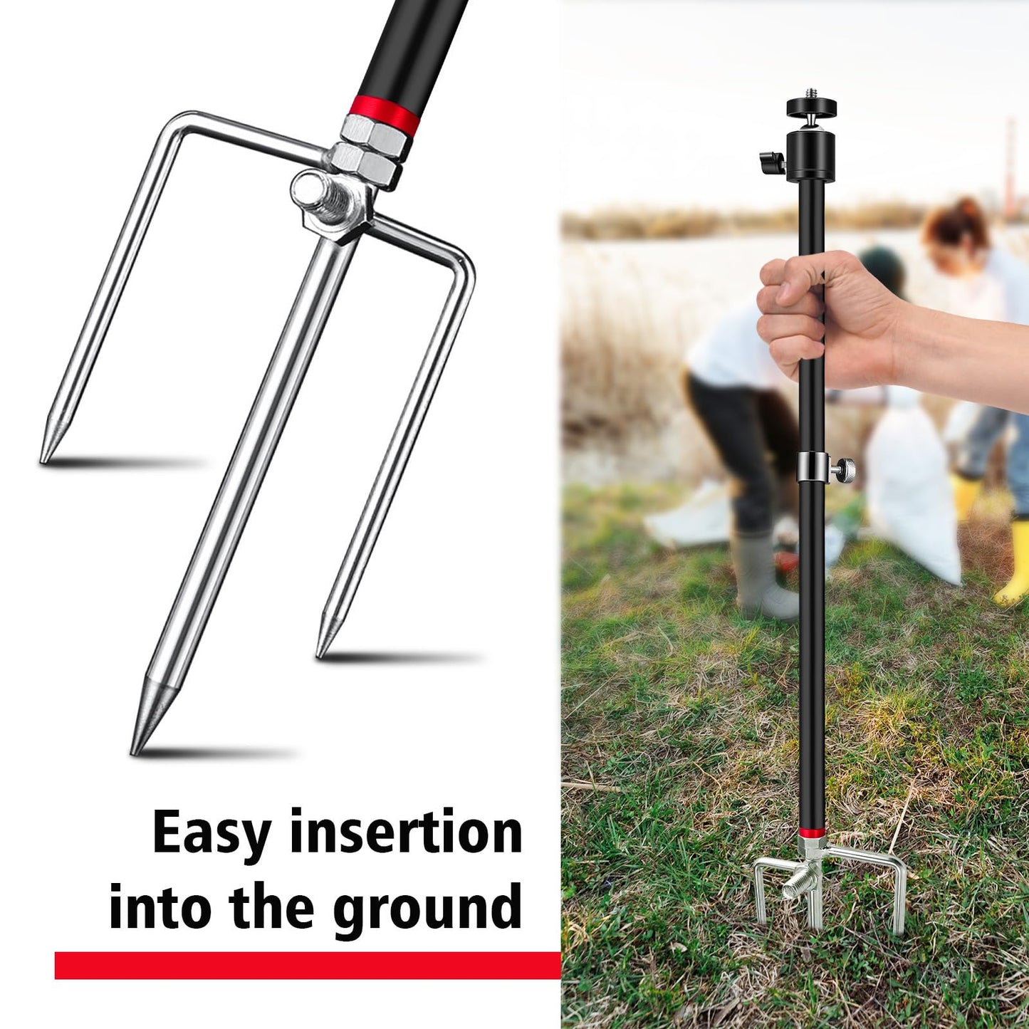 Game & Trail Camera Mount, 3 in 1 Aluminum 360 Degree Rotation Trail Camera Stand Mount Ground Holder, Thread Connection 1/4''-20 (6 mm) for Hunting
