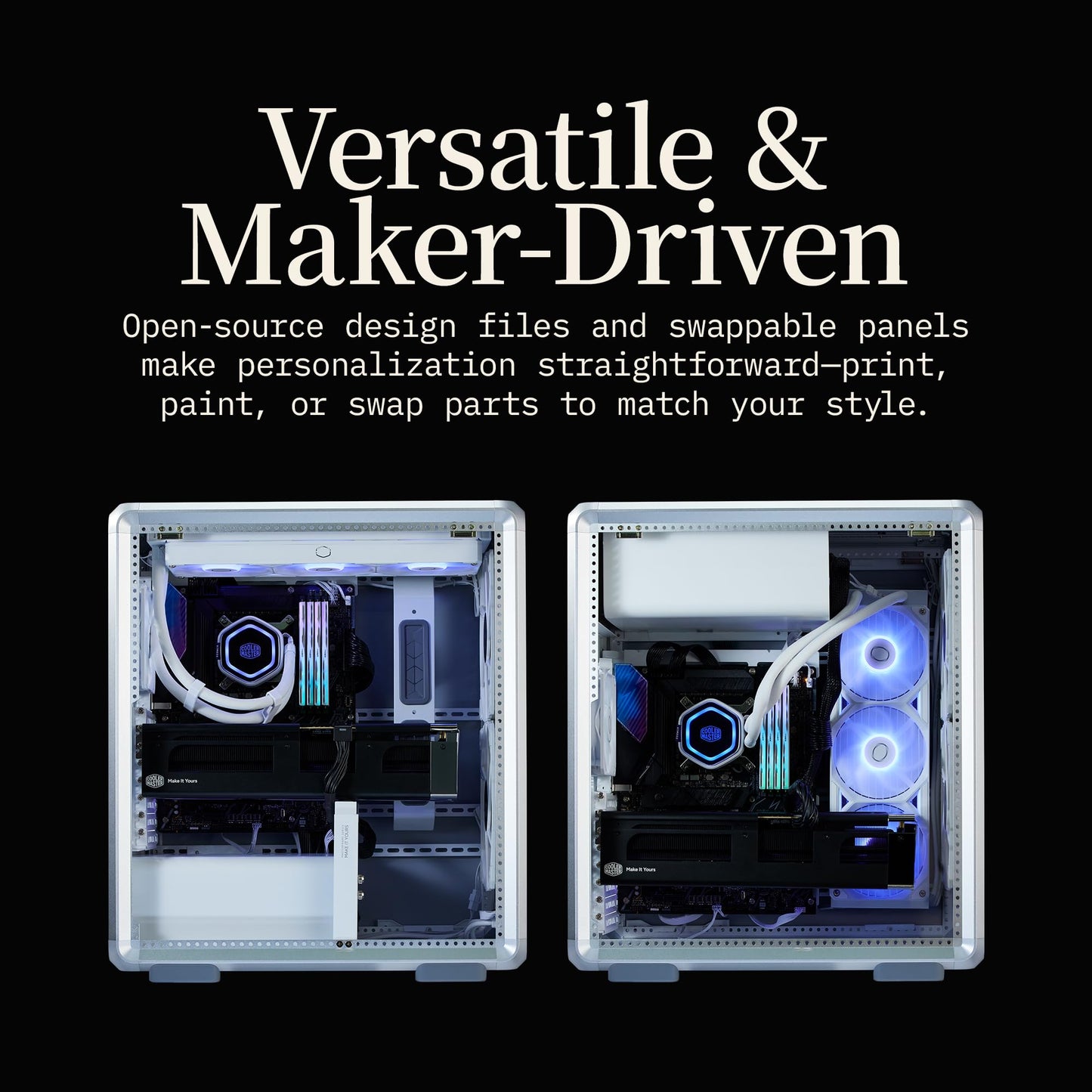 Cooler Master MasterFrame 500 Mesh ARGB ATX Mid-Tower PC Case - High Airflow Premium Aluminum Chassis, Powerful Dual 200mm Intake Fans, Modular Frame