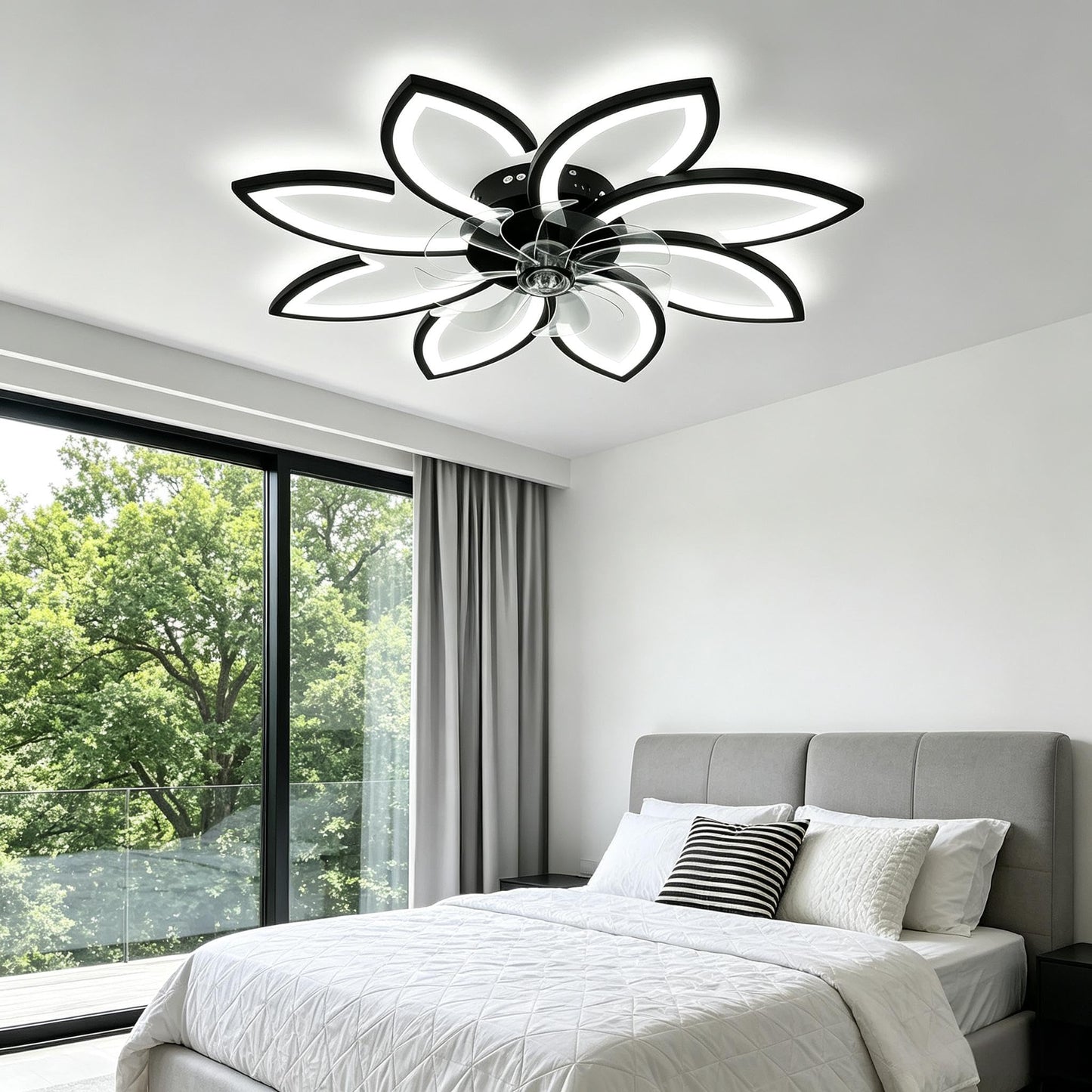 SPEVCH 35" Ceiling Fans With Lights and Remote, Low Profile Flush Mount