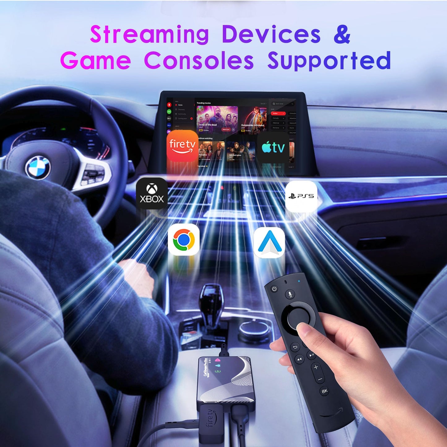 Joywind 2026 Upgraded ? 3-in-1 ? HDMI Input Car TV & Wireless CarPlay Adapter & Android Auto, i-Phone/Android Phone to Your Vehicle, Plug & Play