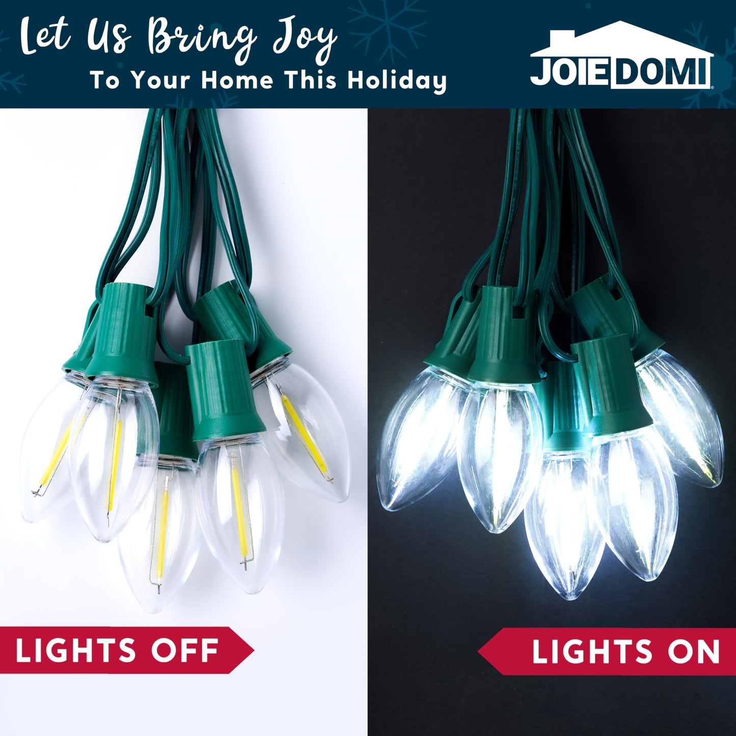 Joiedomi Christmas C9 Pathway Lights Outdoor Decorations 24 Packs, 30.75ft Xmas White Pathway Marker String Lights for Holiday Waterproof Outside Yard