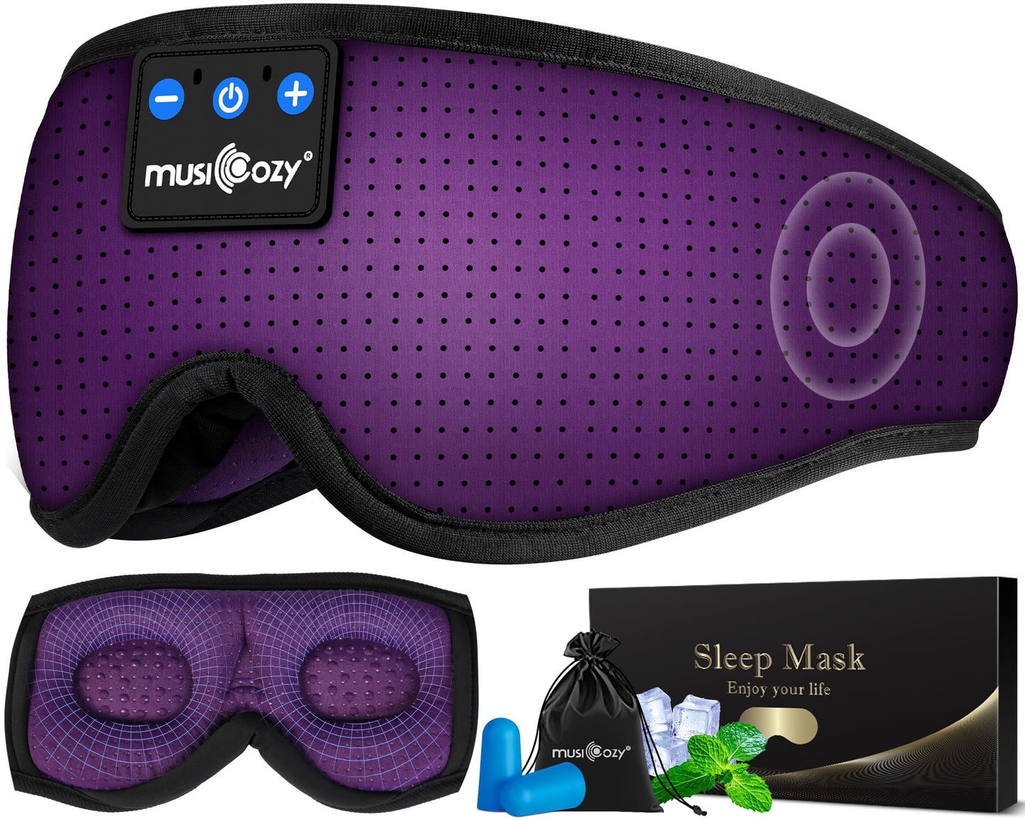 MUSICOZY 3D Sleep Headphones Mask Sleeping Headphones for Side Sleepers Eye Mask, Wireless Bluetooth Headband Headphones Cool Gadgets Unique…