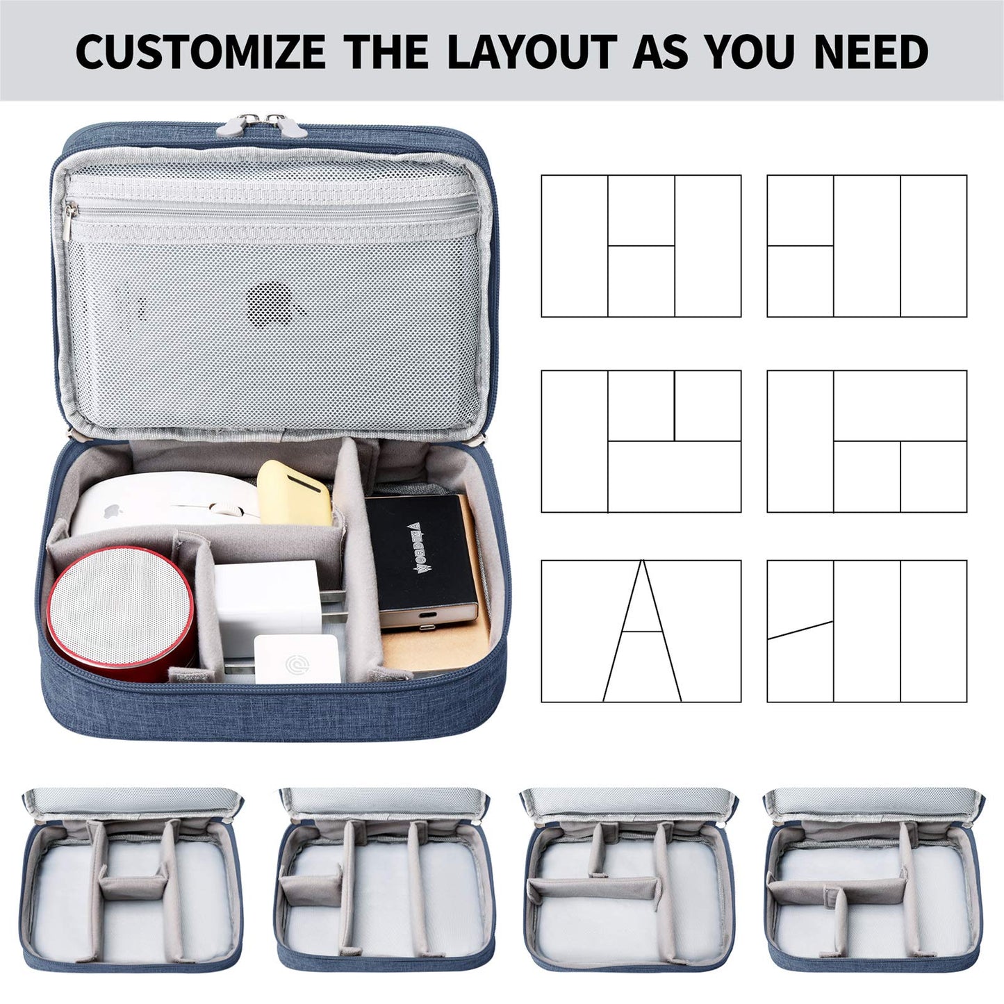 Lanola Travel Cable Organizer Bag, Electronic Accessories Case Portable Double Layer Cable Storage Bag for Cord,phone,Charger, Flash Drive, Phone, SD