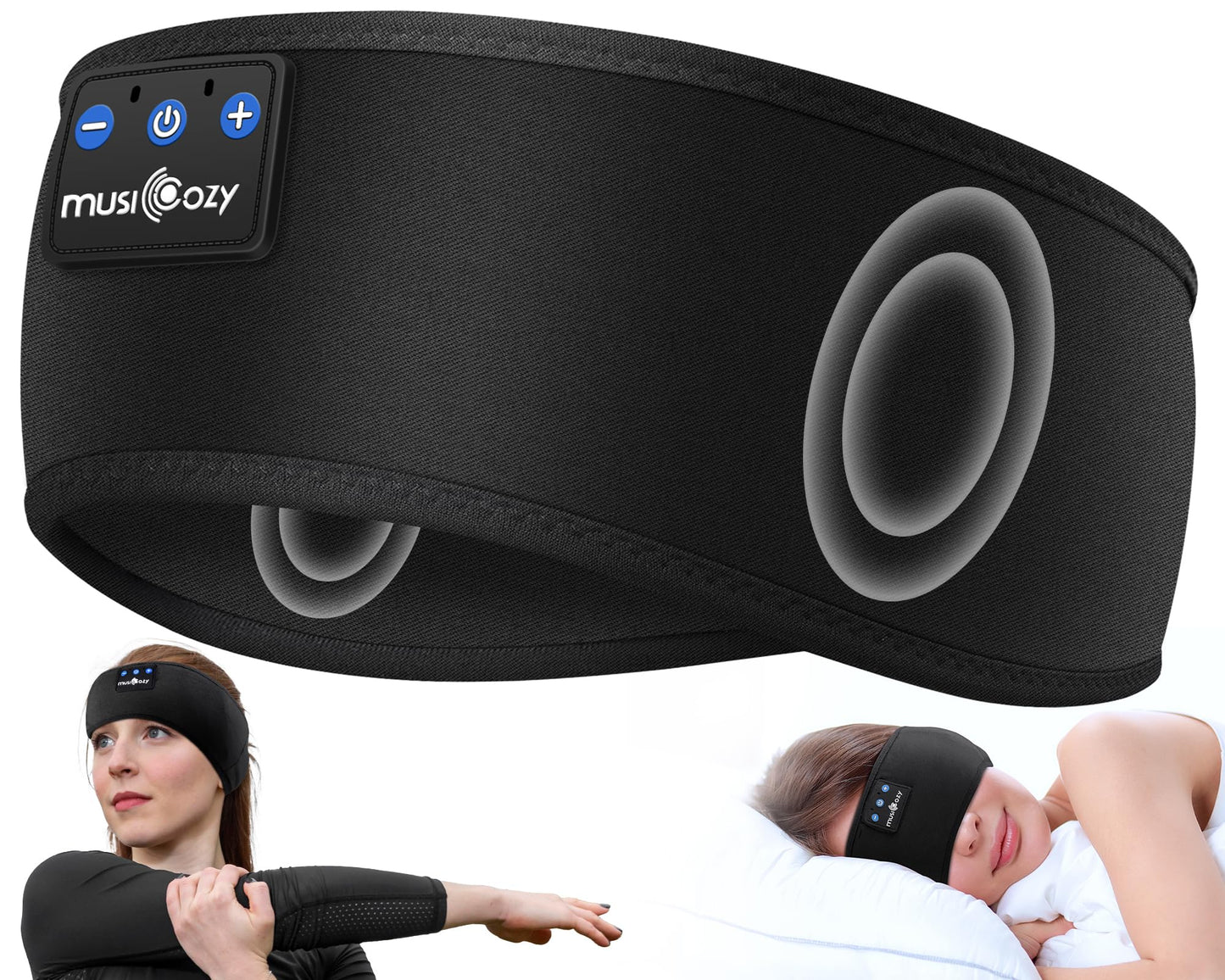 MUSICOZY Sleep Headphones Bluetooth Headband Headphones for Side Sleepers