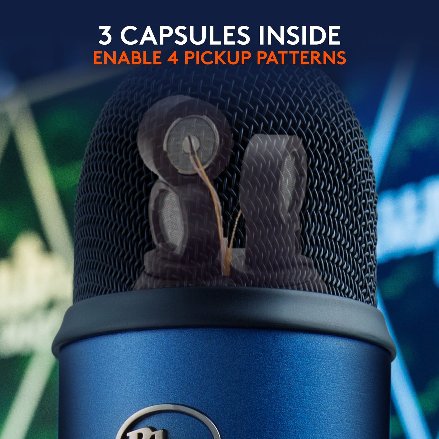 Logitech Creators Blue Yeti USB Microphone for PC, Mac, Gaming, Streaming, Podcasting, Studio and Computer Condenser Mic with Blue VO!CE Effects, 4
