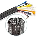 Cable Management Wire Loom 30ft -1 inch, Cable Sleeve Split Tubing, Cord Covers for Wires on Floor, Cord Protectors from Pets Chewing Cables, Black