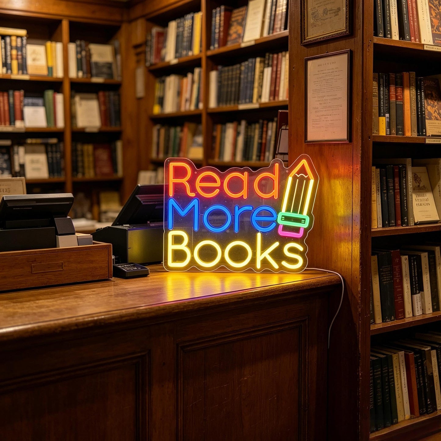 Read More Books Neon Sign, LED Light Up Decorative Sign, USB Powered Dimmable Neon Light, Library Classroom Bedroom Home Wall Decor Art, Gift