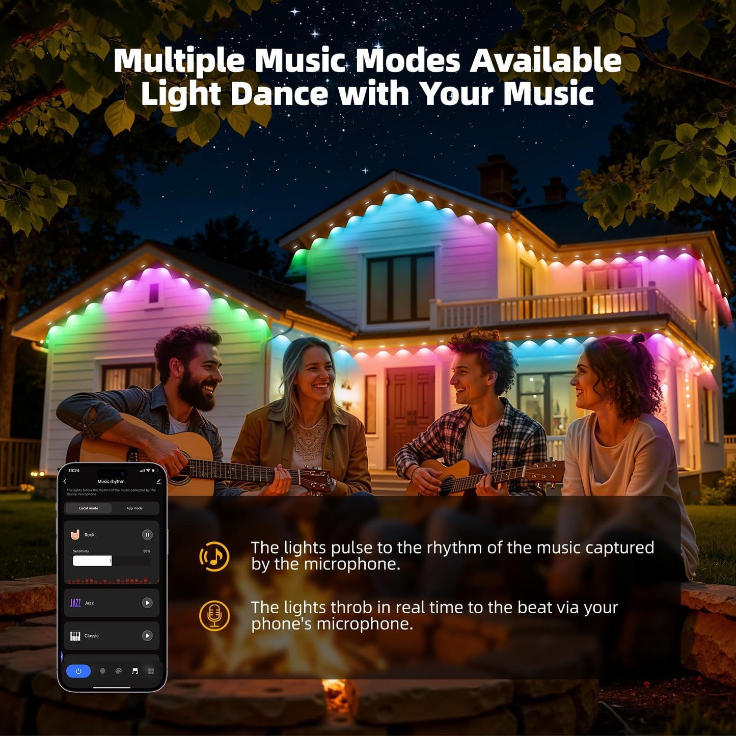 Permanent Outdoor Lights for House, IP67 Waterproof with 72 RGB+IC Eternity Lights, 150ft Permanent Outdoor Christmas Lights, DIY Scene for Halloween