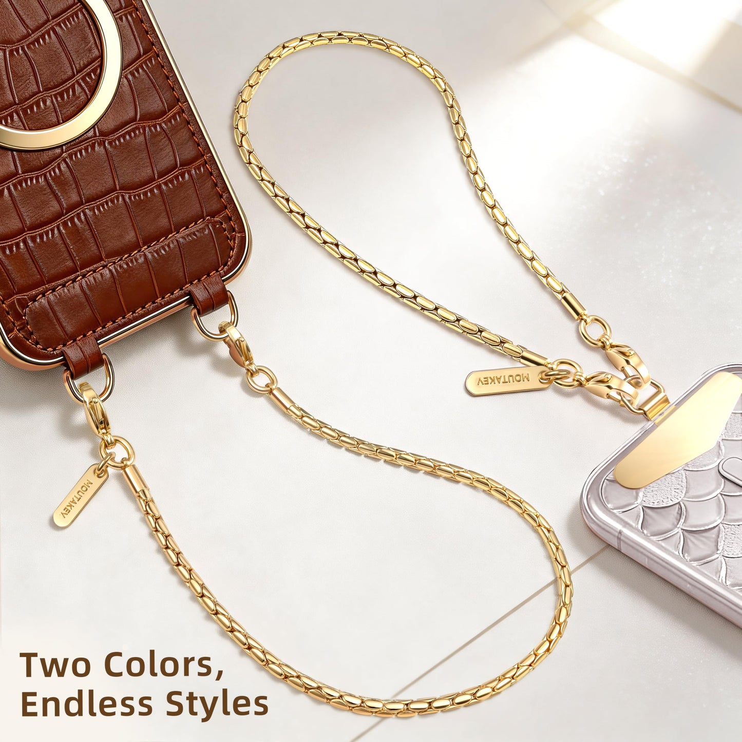 MOUTAKEY 2 Pack Phone Lanyard With 2 Metal Tether Tabs,Unbreakable Phone Wrist Strap for Cellphone Case,iPhone Lanyard For Women
