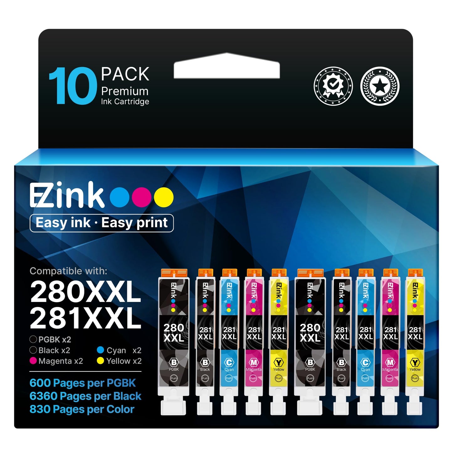 E-Z Ink 10 Pack 280 281 XXL Ink Cartridges for Canon 280 281 Ink Cartridges