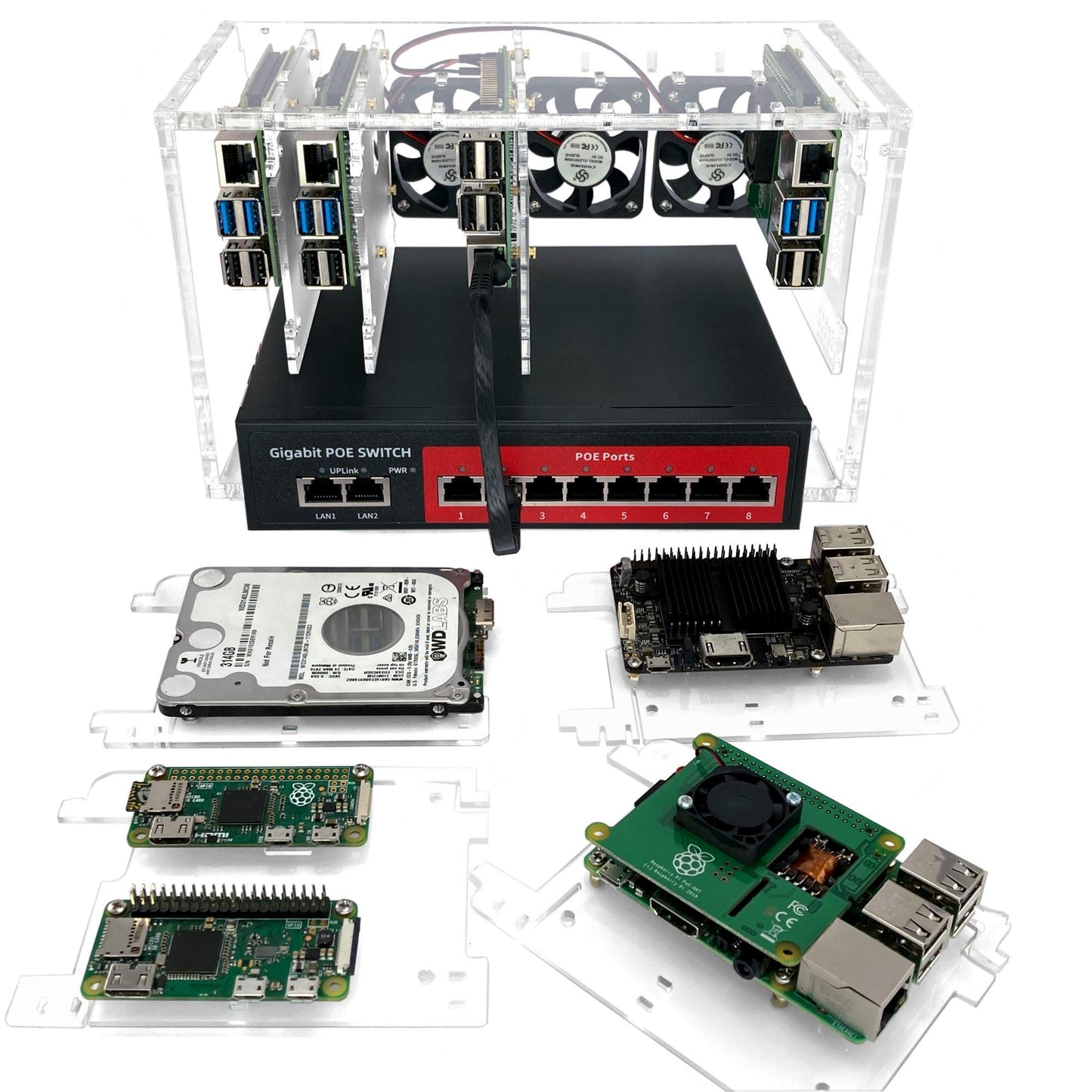 Cluster Case for Raspberry Pi5/Pi4/Pi3 and Other Single Board Computers | Cloudlet Case - Clear