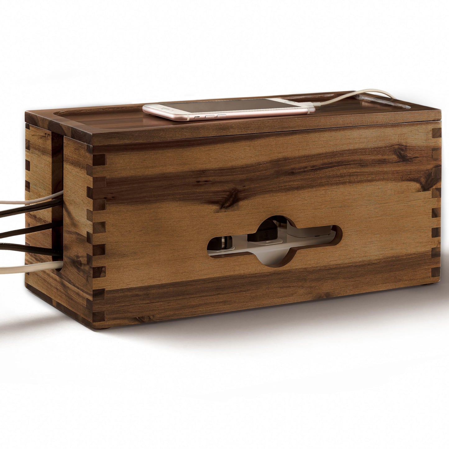 TIDITA Acacia Large Cable Management Box - 15" L Cord Box Hider, Power Strip Box for Office - Cable Hider Box, Surge Protector Box - Wire Box Hider