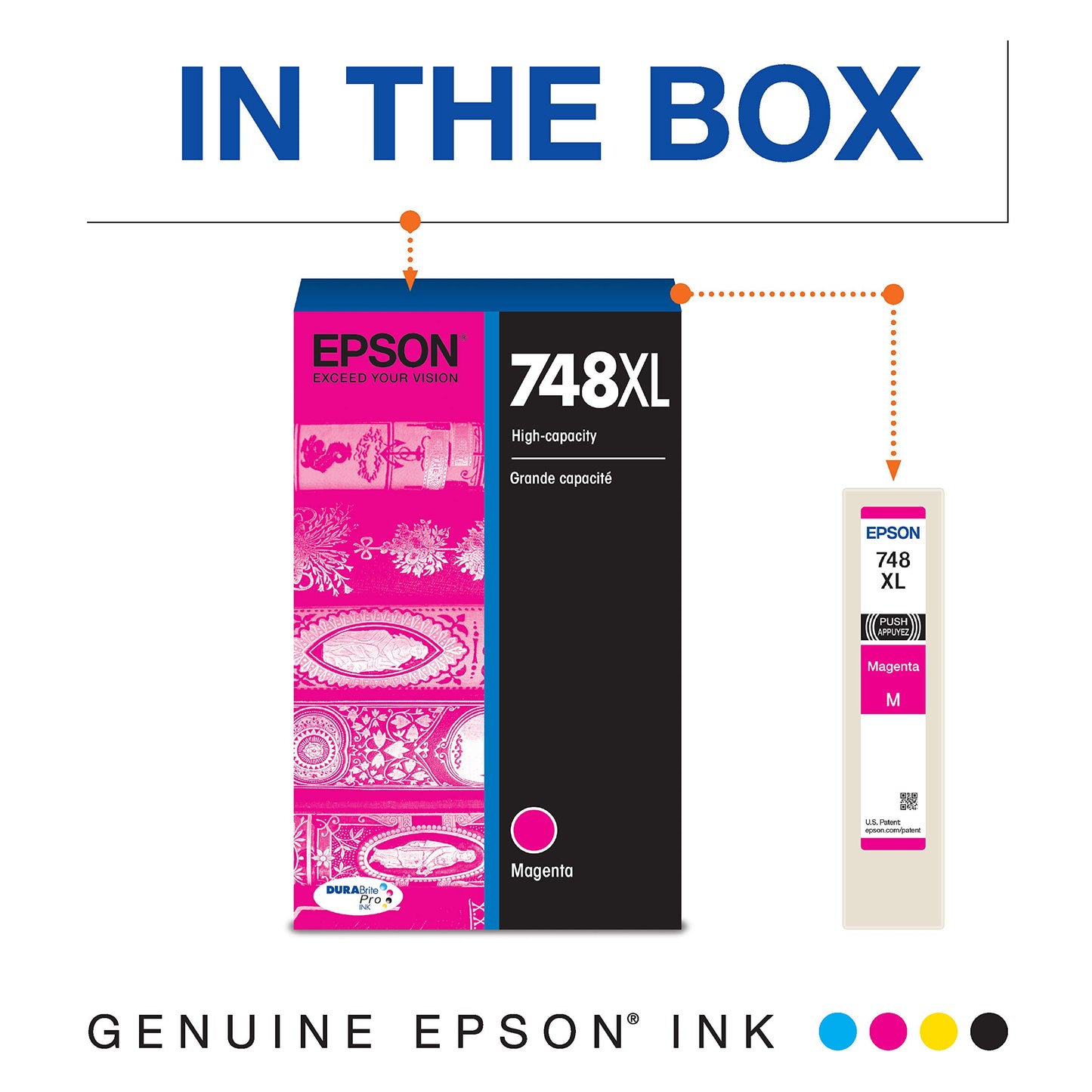EPSON 748 DURABrite Pro Ink High Capacity Magenta Cartridge (T748XL320) Works with WorkForce WF-6530, 6590, 8590, 6090, 8090