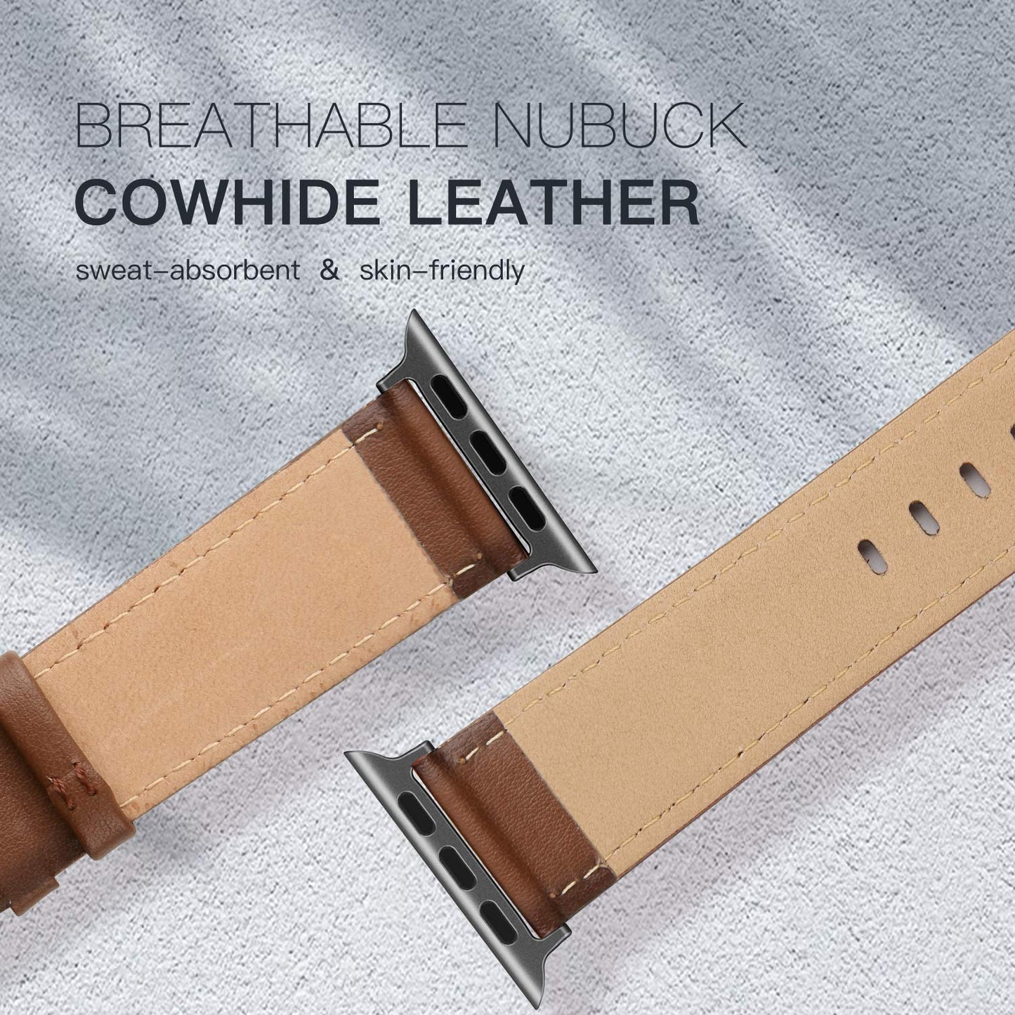 EDIMENS Braided Leather Band Compatible for Apple Watch Bands 46mm 45mm 44mm 42mm Series 1 2 3 Men Women, Retro Braided Pattern Leather Wristband