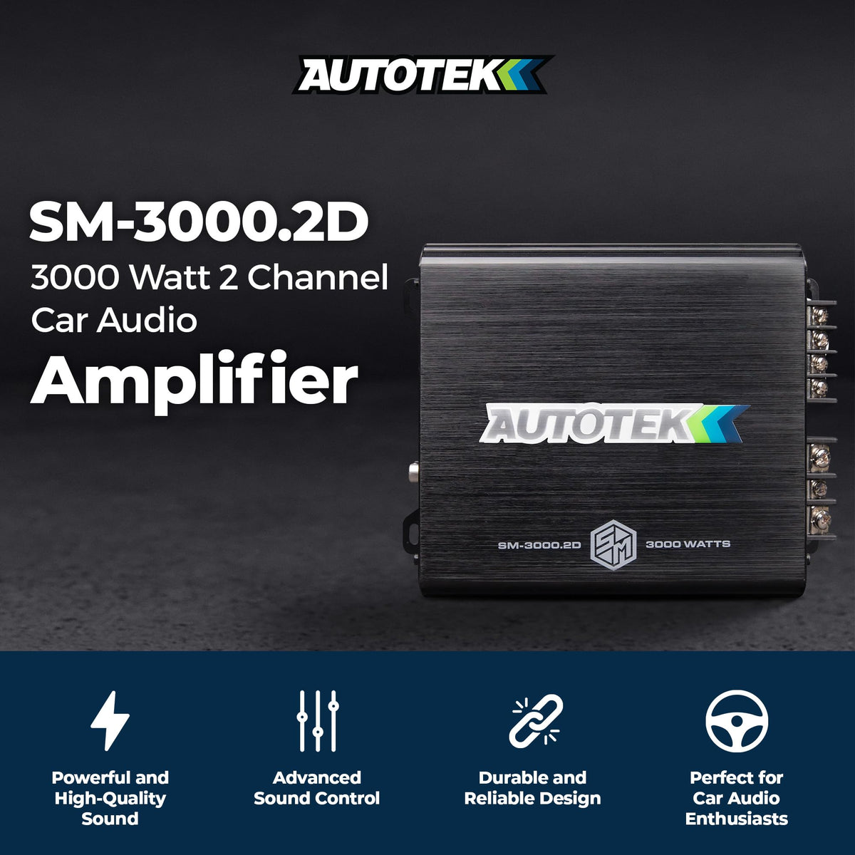 Autotek Street Machine 3000W 2-Channel Class-D Car Audio Amplifier