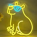 Capybara Neon Sign, Cute Dimmable Led Neon Night Lights Up Animal Capybara Decor for Bedroom Living Room Man Cave Home Bar Wall Decoration, Birthday