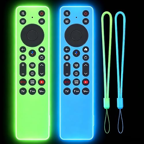 2PACK Climberer Cover for TCL RC923A FMB1 / RC813A FMB1 2025 QM6K QM7K TV Remote, Silicone Case Glow in Dark - Blue+Green