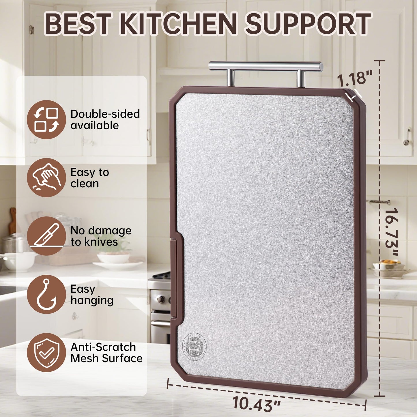 Titanium Cutting Board with Knife Sharpener, Pure Titanium & Acacia Wood Cutting Boards for Kitchen, Double Sided Checkerboard Chopping Board…