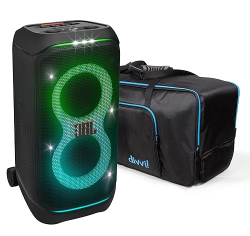 JBL PartyBox Stage 320 Portable Bluetooth Speaker Bundle with divvi! Protective Transport Bag