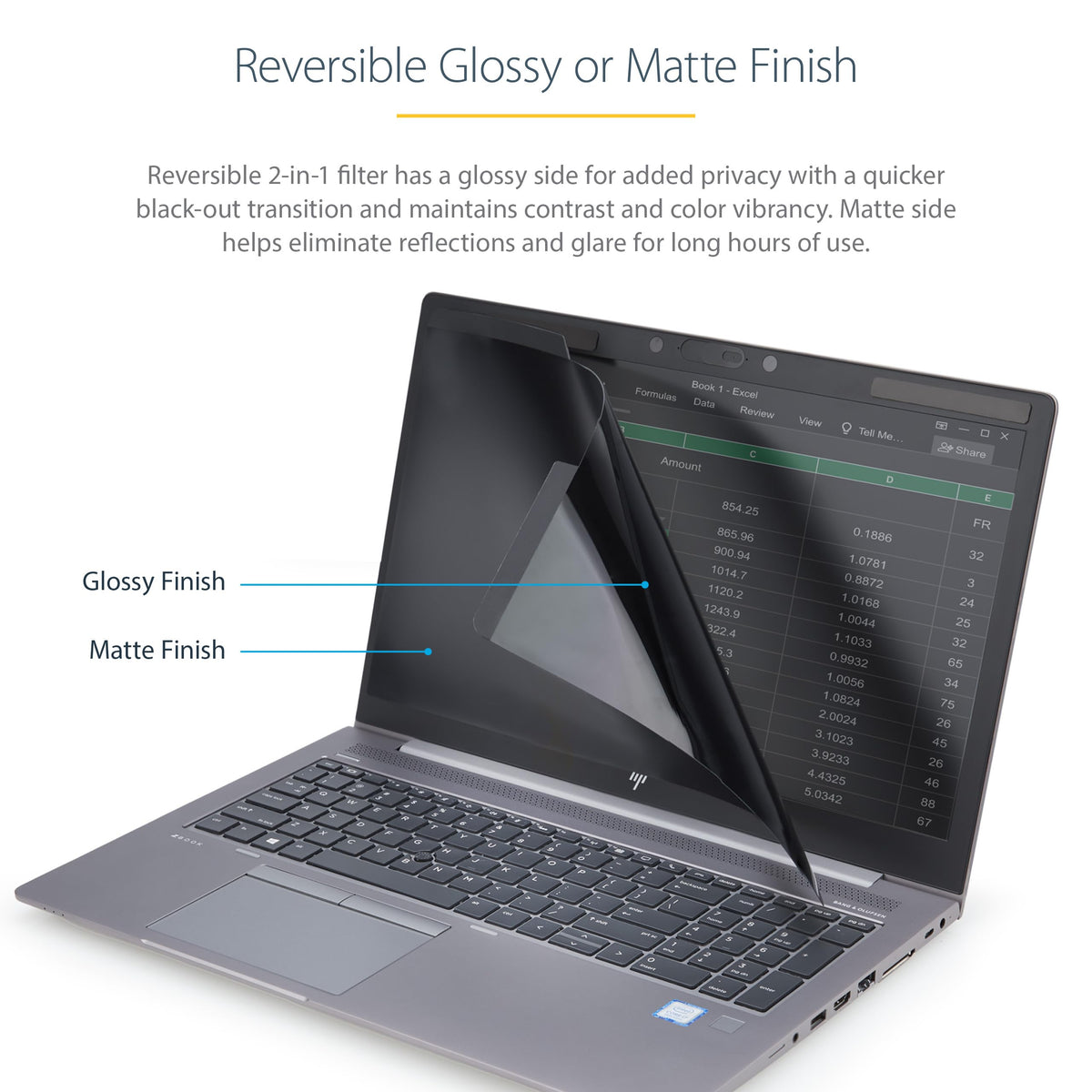 StarTech 15.6in 16:9 Laptop Privacy Screen Filter, Matte/Glossy, TAA