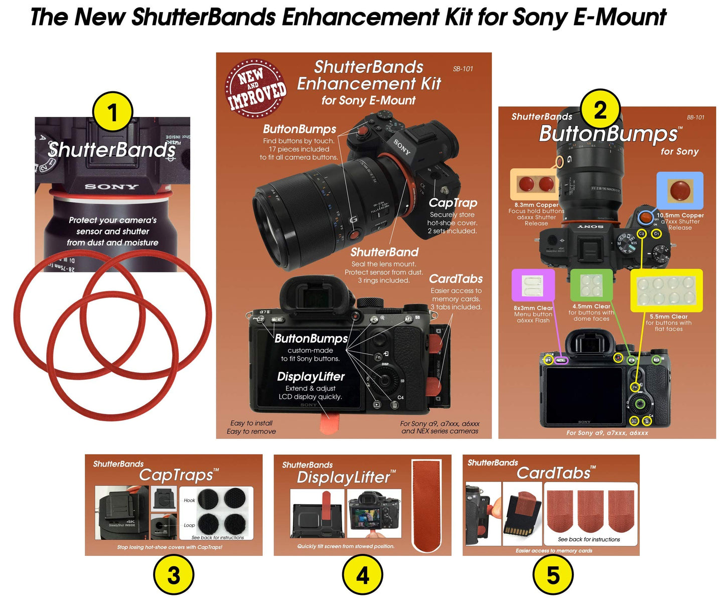 ShutterBands Enhancement Kit - 5 Accessories Compatible with Sony E-Mount Cameras
