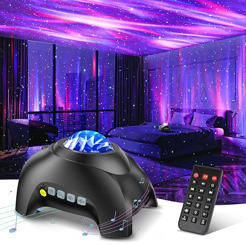 Northern Galaxy Light Aurora Projector with 33 Light Effects, Night Lights LED Star Projector for Bedroom Nebula Lamp, Remote Control, White Noises
