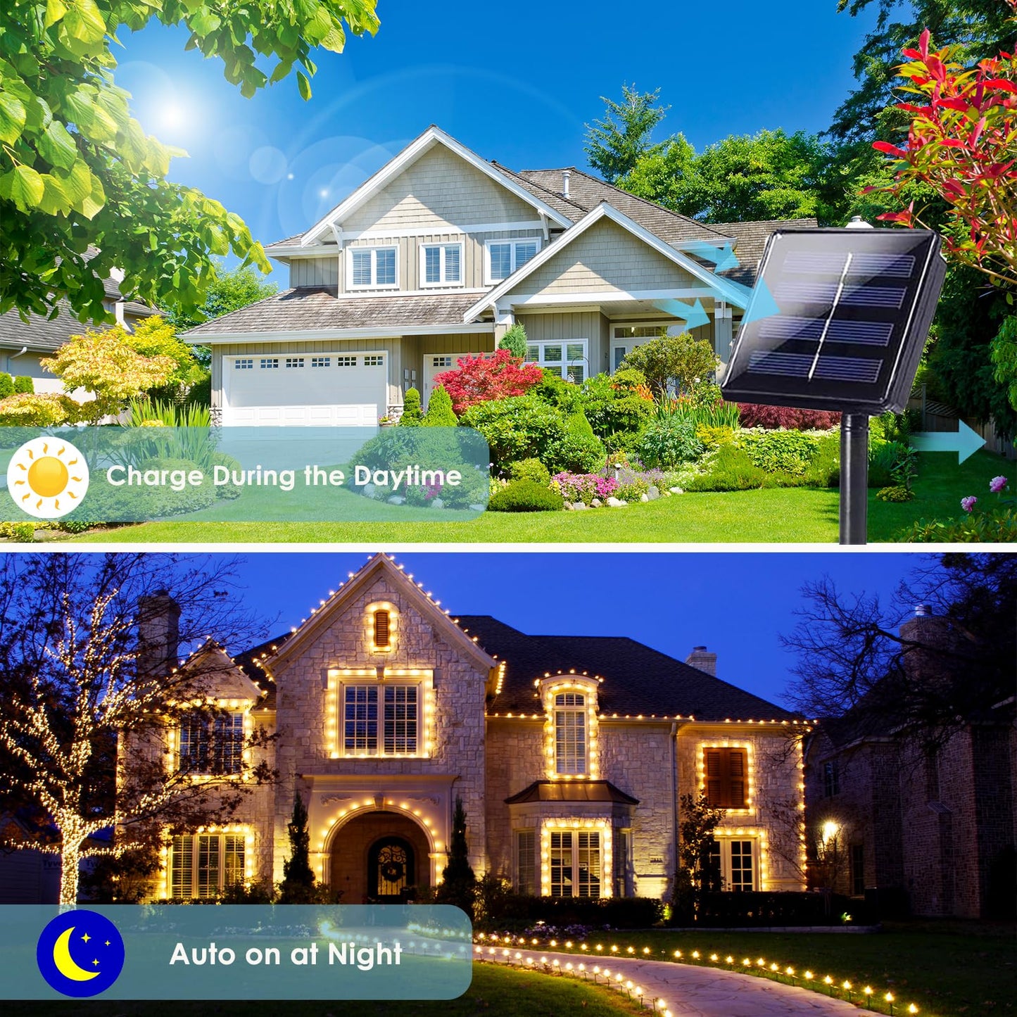 Extra-Long 144FT Solar String Lights for Outside, 2 Pack 400LED Solar Fairy Lights Outdoor Waterproof, Copper Wire with 8 Modes Solar Twinkle Lights