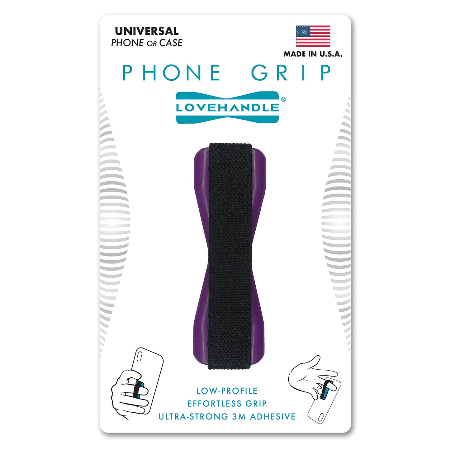 Love Handle dmd-03 Cell Phone Grip Love Handle Holds Device, Ultra Slim Pocket Friendly for Phone/Mini Tablet - Purple