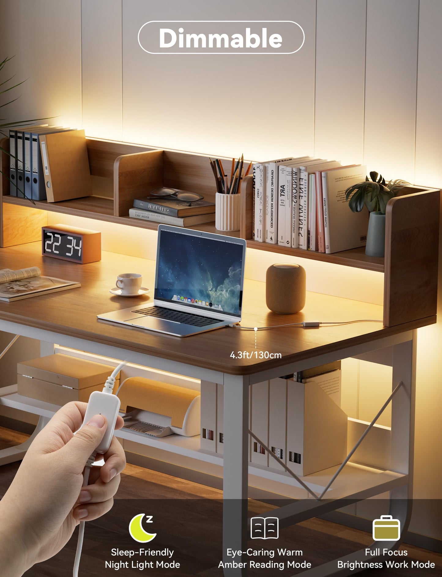 MIWISE LED Strip Lights,Super Bright 5V USB COB Tape Light 9.84ft/3m 2700K Warm White with Touch Dimmer Switch,CRI90+ Flexible Dimmable TV