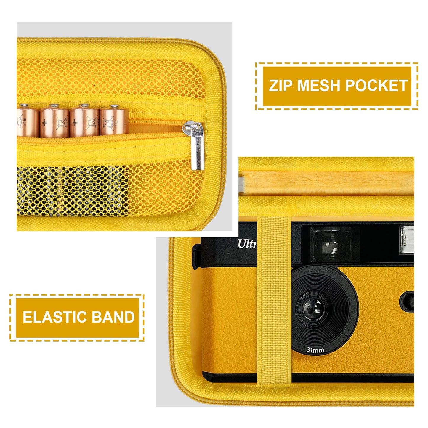 Supmay Hard Travel Case for Kodak F9/1 Shot/Ilford/Corex Reusable Ultra 35mm Film Camera, Protective Storage Carrying Case with Zipper Mesh Pocket