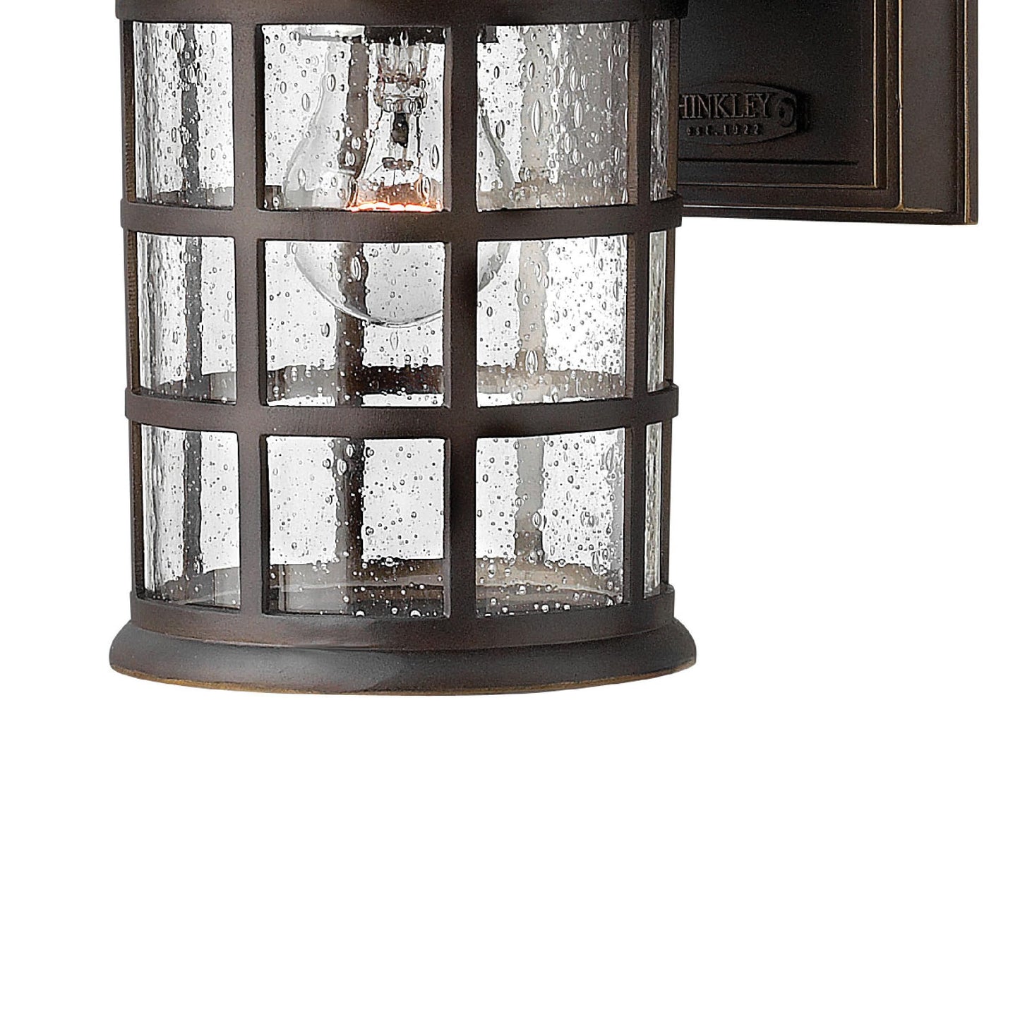 Hinkley Freeport 1800OZ Small Outdoor Wall Mount Lantern, New England Design, Cast Aluminum, Clear Seedy Glass, Oil Rubbed Bronze