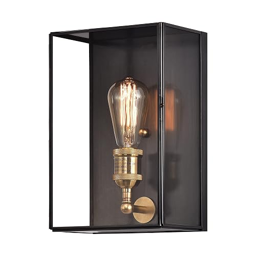 c cattleya Outdoor Wall Light Fixture, Brass Exterior Wall Lantern, Waterproof Outdoor Wall Sconce Front Porch Light with Unique Door Design