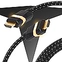 TITAN 8K HDMI 2.1 Cable, 6 ft Braided Cord, Amber LED Light Strip, Ultra High-Speed Cable with HDR, VRR & QMS, 48 GBPS, Black, 60866